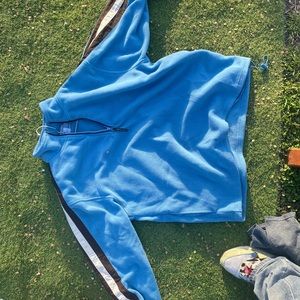 Fleece jacket Light Blue with brown and white stripe